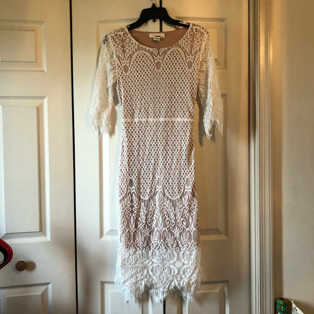 Sans Souci White Lace Cut Out Dress M Medium.